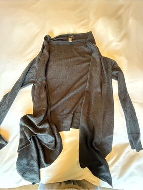 BCBGMaxAzria Charcoal Gray Open-Front Draped Cardigan